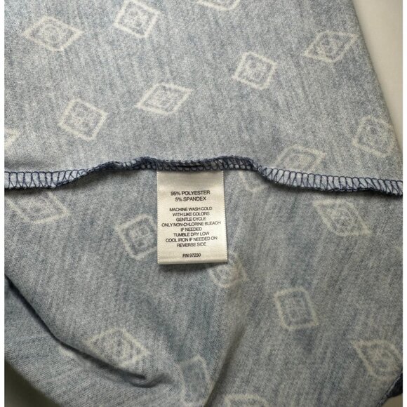 Signature 1 Studio Women’s Blouse Blue with Diamond Print Keyhole Neck Size L - Picture 7 of 8